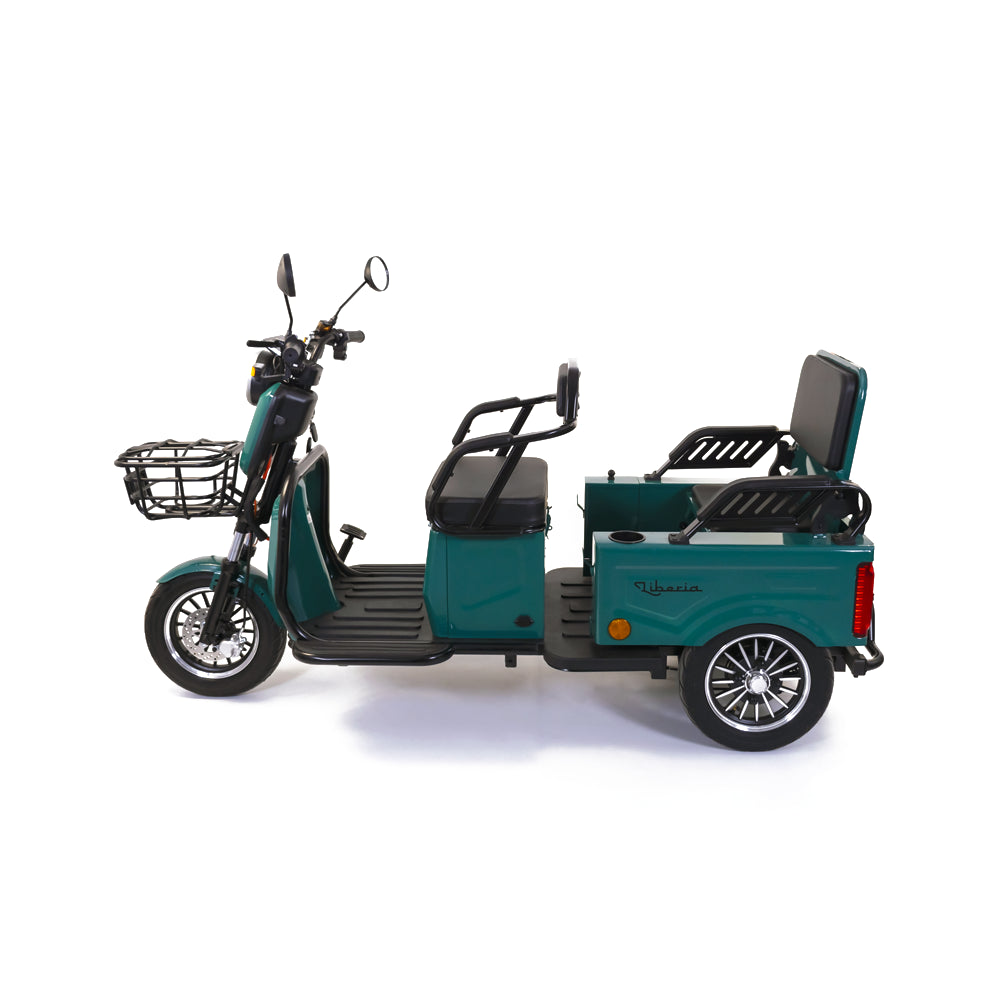 Triciclu electric Rotakt Liberia 1400W, viteza maxima 25 km/h, autonomie 48 km, baterie plumb- acid 60V 20Ah greutate maxima 292 kg, Fara permis