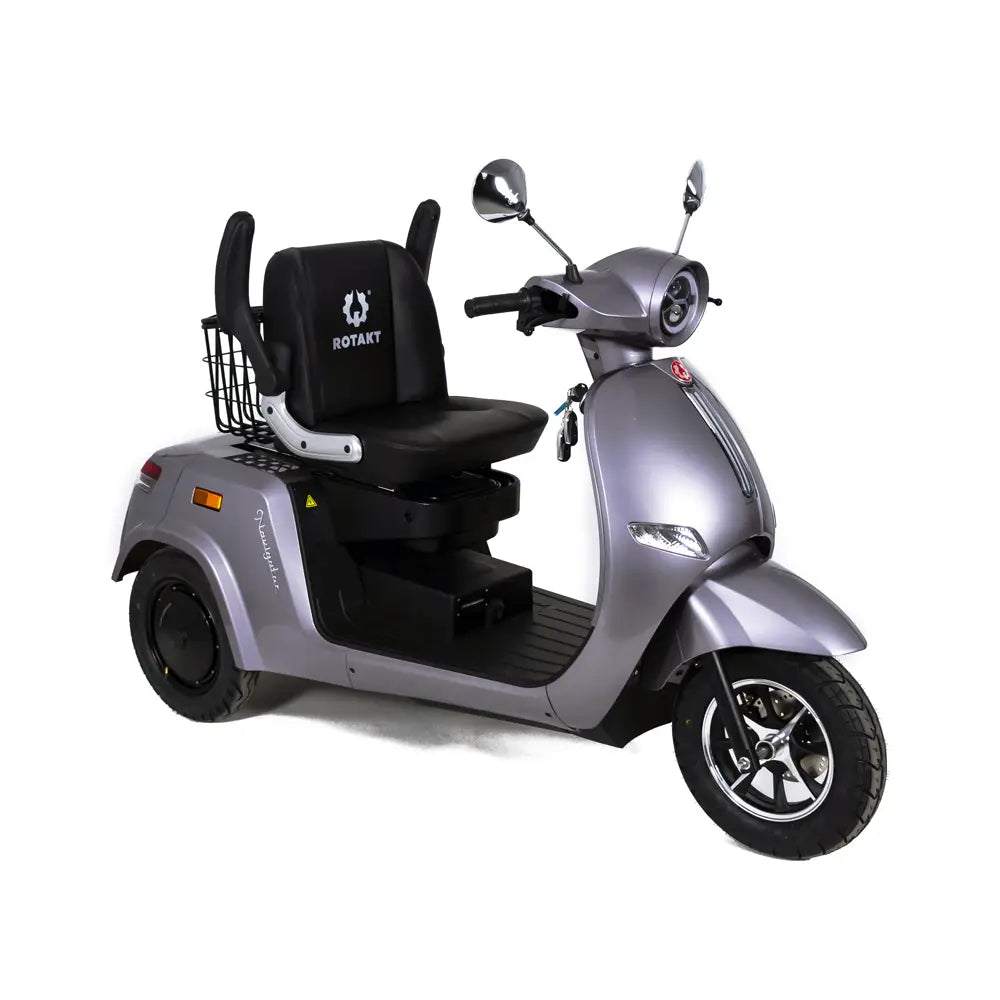 Triciclu Electric Rotakt Navigator 2 Motoare De 400W, Viteza maxima 25 km/h, Autonomie 80 km, Baterie plumb-acid 60V 20Ah, Greutate maxima 300kg, Fara permis