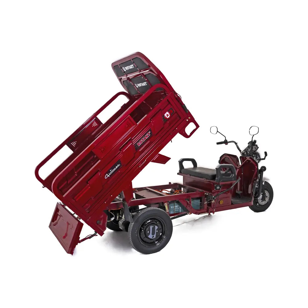 Triciclu Electric cu Remorca Rotakt Guliver 2000W 25 km/h Autonomie pana la 68 km Baterie Plumb-acid 72V 58Ah Greutate maxima 617 kg, Fara permis - Portocaliu