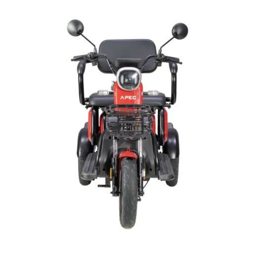 Triciclu Electric, Fara Permis, Motor 1000W, 2-3 locuri, APM2 Rosu, Autonomie pana la 36km, viteza maxima 25 km pe ora, Omologat RAR