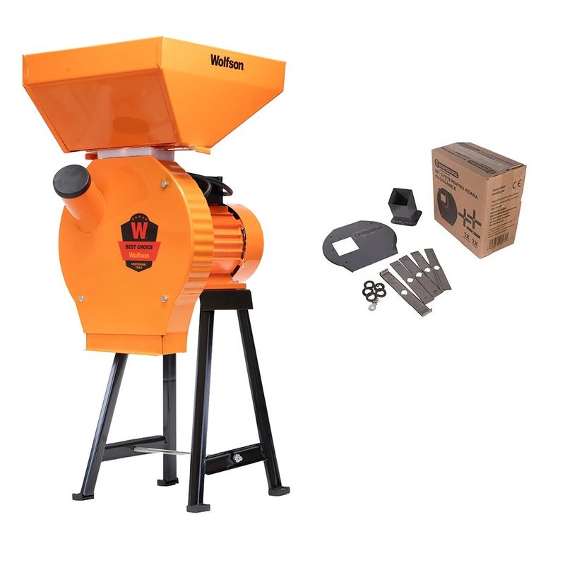 Moara pentru cereale Wolfson cu suport metalic - 2in1, 2700W, 200kg/h + accesoriu furaje
