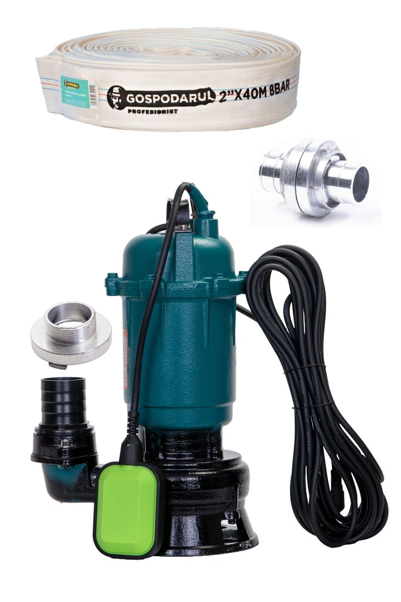 Pompa submersibila apa murdara Gospodarul Profesionist WQD-2700-F - 2700W + furtun 40m, cuple incluse