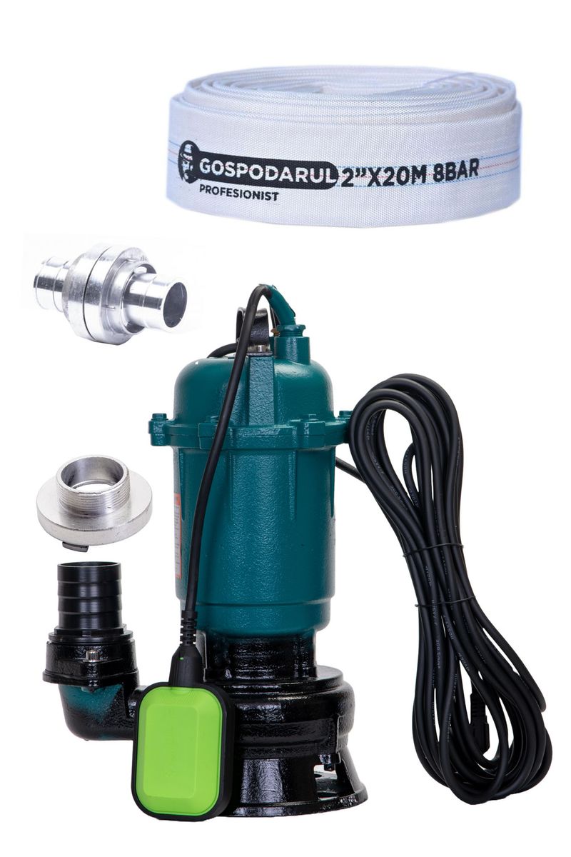 Pompa submersibila apa murdara Gospodarul Profesionist WQD-2700-F- 2700W + furtun 20m, cuple incluse