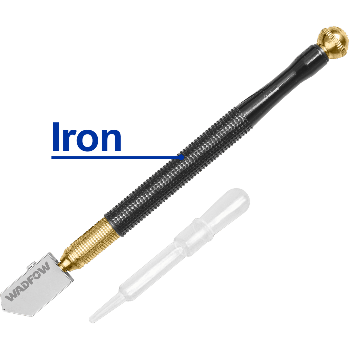 Diamant cu ulei pentru taiat sticla Wadfow, 173mm, corp fier, include pipeta