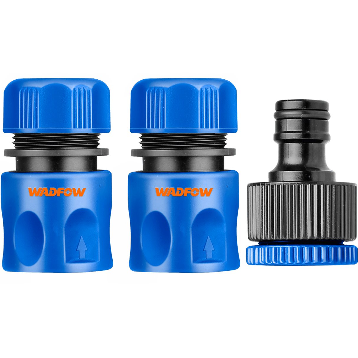 Set 3 conectori rapizi pentru furtun Wadfow, ABS, functie opritor de apa, dimensiune 1/2”, adaptor 3/4”