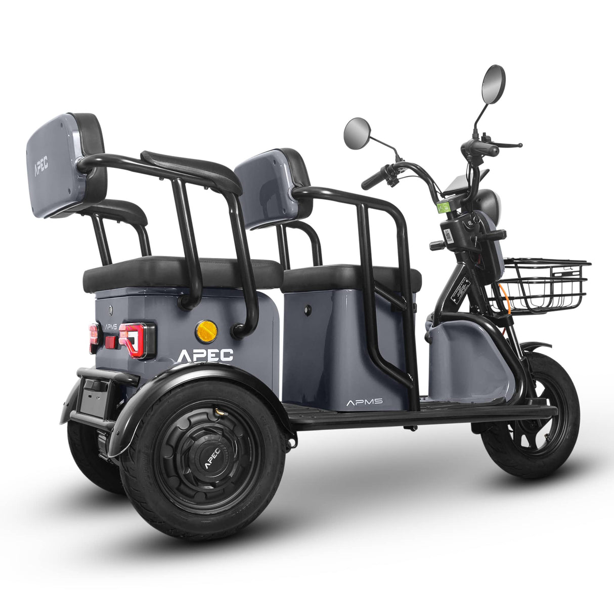 Triciclu electric Voltarom APM5, 60V, 20 AH, 1000W, fara permis, viteza maxima 25 km/h, Gri, autonomie pana la 40km