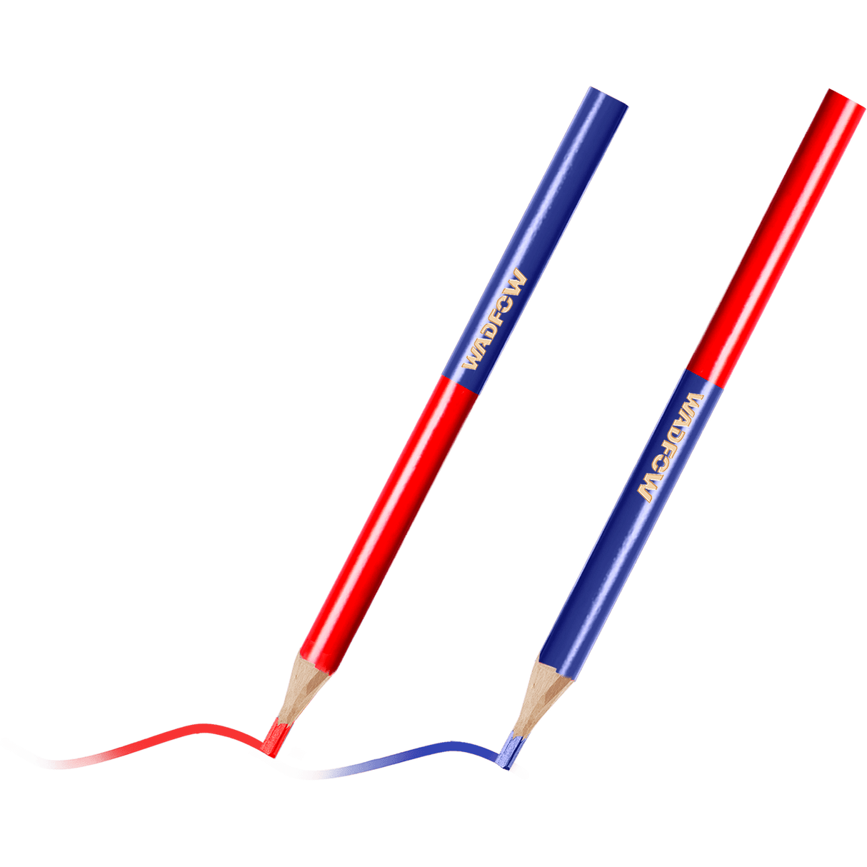 Set 12 creioane pentru tamplarie Wadfow, dimensiune 10x7.5x176mm, rosu/albastru