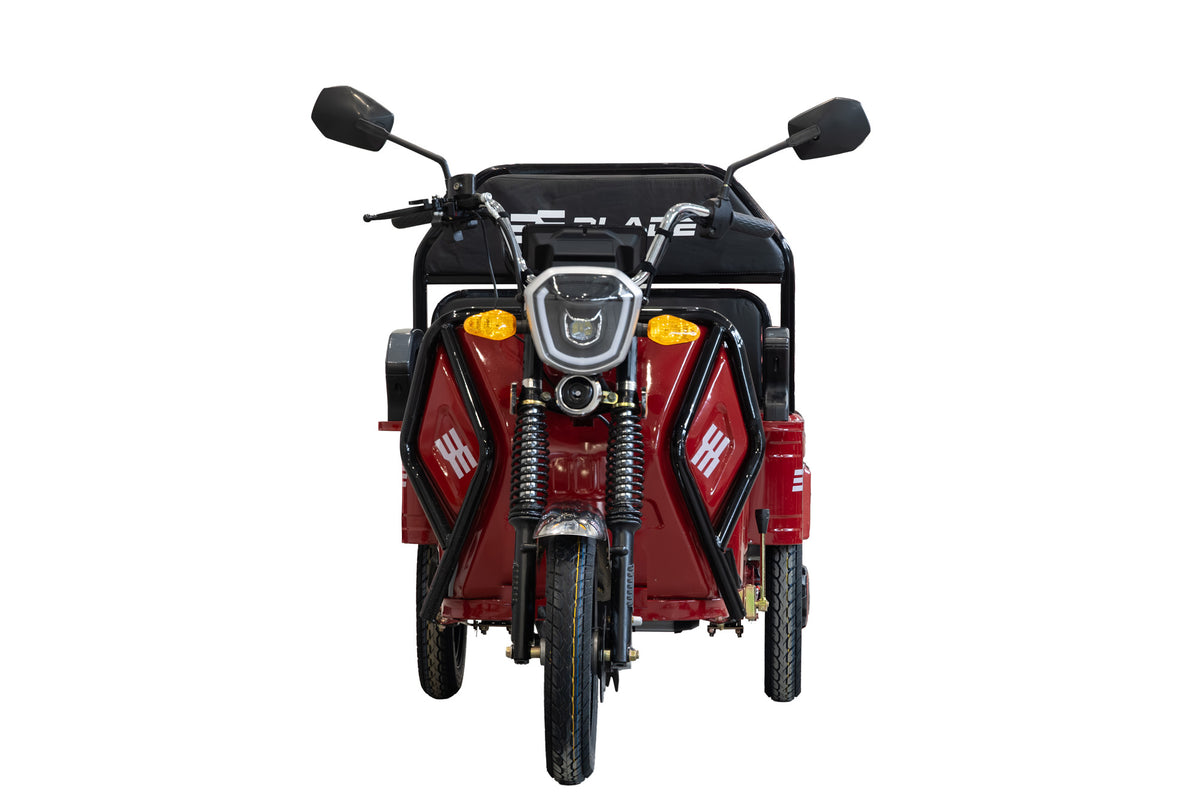 Triciclu Cargo electric BLADE Active R6 1300W, 25 km/h, autonomie pana la 50 km, baterie plumb-acid 72 V/20 Ah, capacitate maxima 500 kg, fara permis, culoare rosu