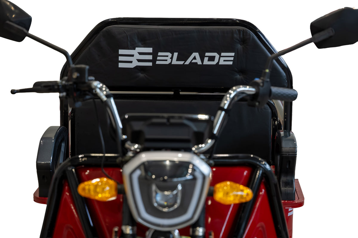 Triciclu Cargo electric BLADE Active R6 1300W, 25 km/h, autonomie pana la 50 km, baterie plumb-acid 72 V/20 Ah, capacitate maxima 500 kg, fara permis, culoare rosu