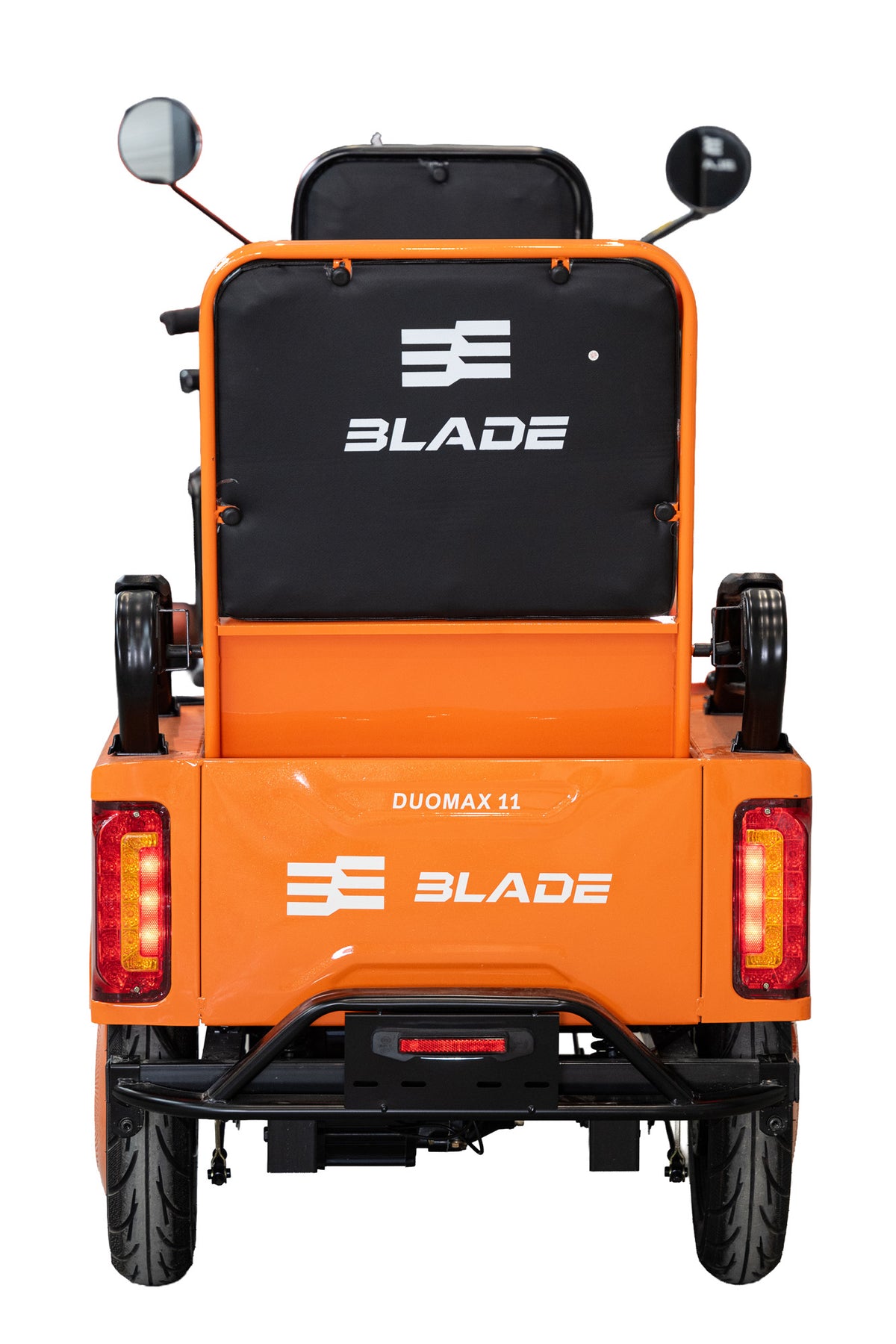 Triciclu electric BLADE DUO MAX 11, 1200W, 60V 20Ah, 25 km/h, fara permis, autonomie 50 km, 3+1 viteze, portocaliu-negru