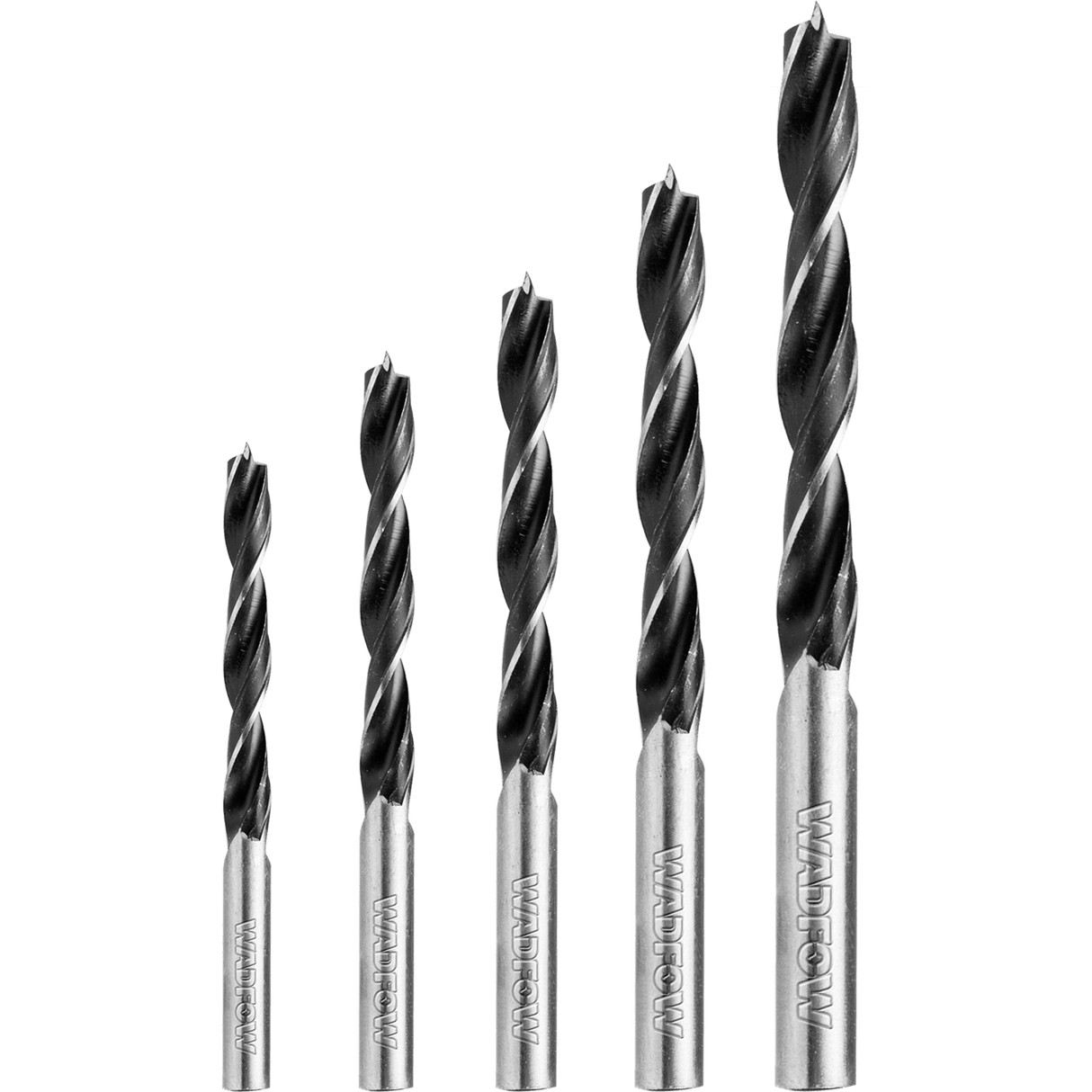 Set 5 burghie spirala pentru lemn Wadfow, 3, 4, 5, 6, 8 mm