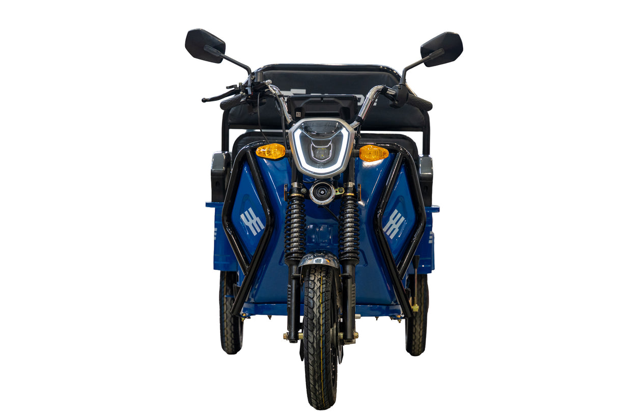 Triciclu Cargo electric BLADE Active R6 1300W, 25 km/h, autonomie pana la 50 km, baterie plumb-acid 72 V/20 Ah, capacitate maxima 500 kg, fara permis, culoare albastru