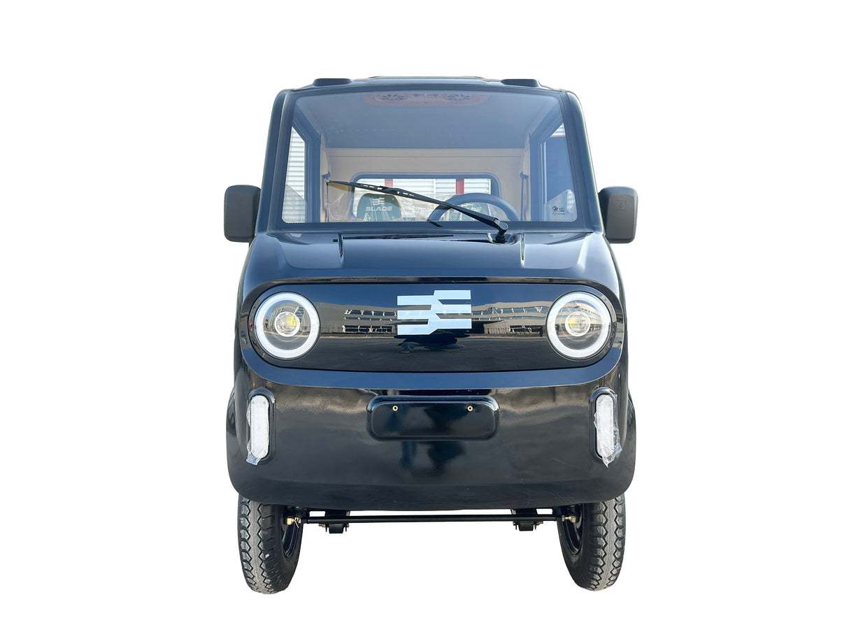 Masina Pickup Cargo electric fara permis BLADE - CARGO PRO 12, 3000W, 25 km/h, 72V 100Ah, 800 kg sarcina, autonomie 100 km, negru-portocaliu