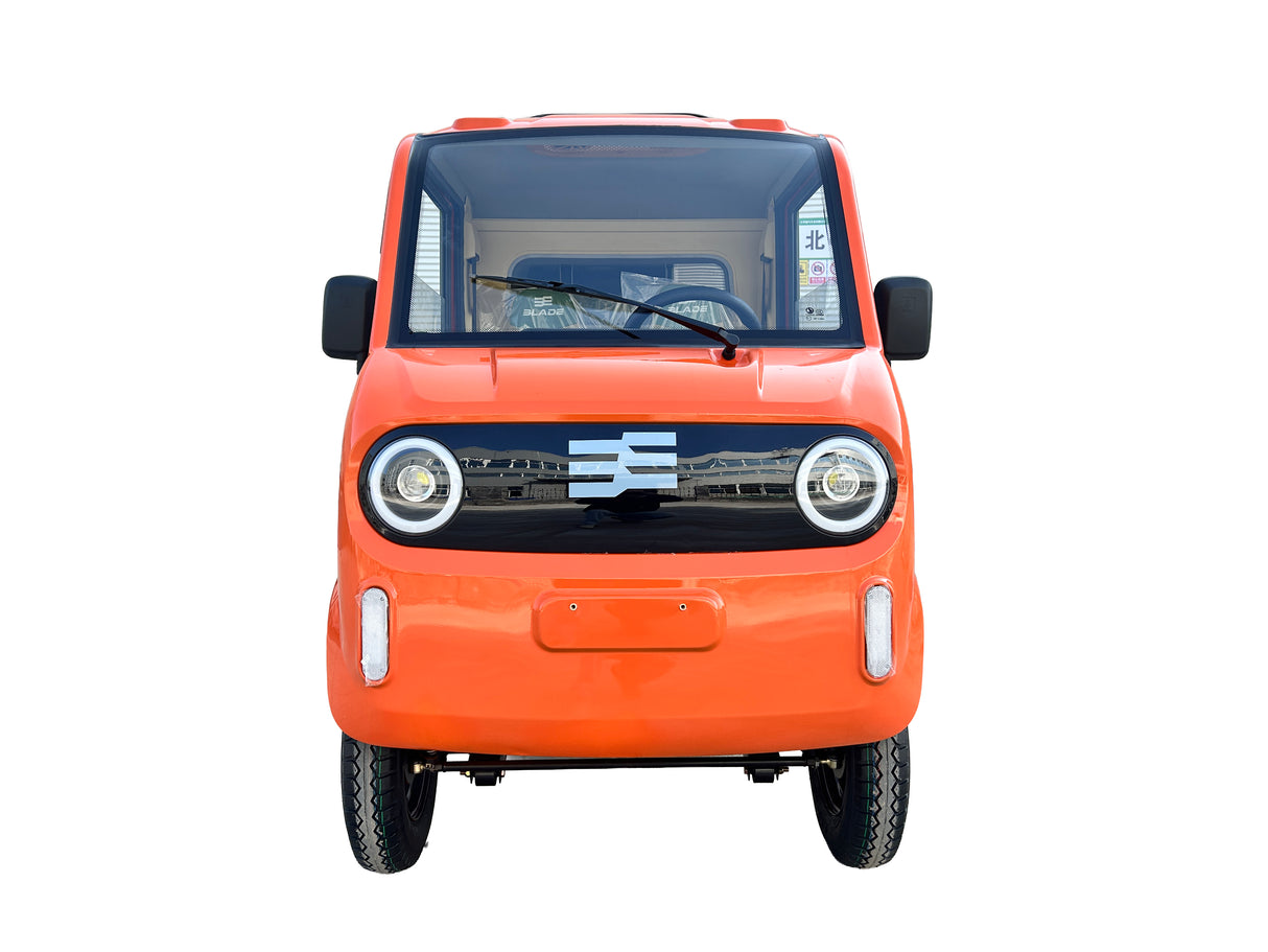 Masina Pickup Cargo electric fara permis BLADE - CARGO PRO 12, 3000W, 25 km/h, 72V 100Ah, 800 kg sarcina, autonomie 100 km, portocaliu-negru