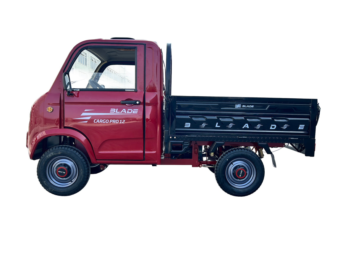 Masina Pickup Cargo electric fara permis BLADE - CARGO PRO 12, 3000W, 25 km/h, 72V 100Ah, 800 kg sarcina, autonomie 100 km, rosu-negru