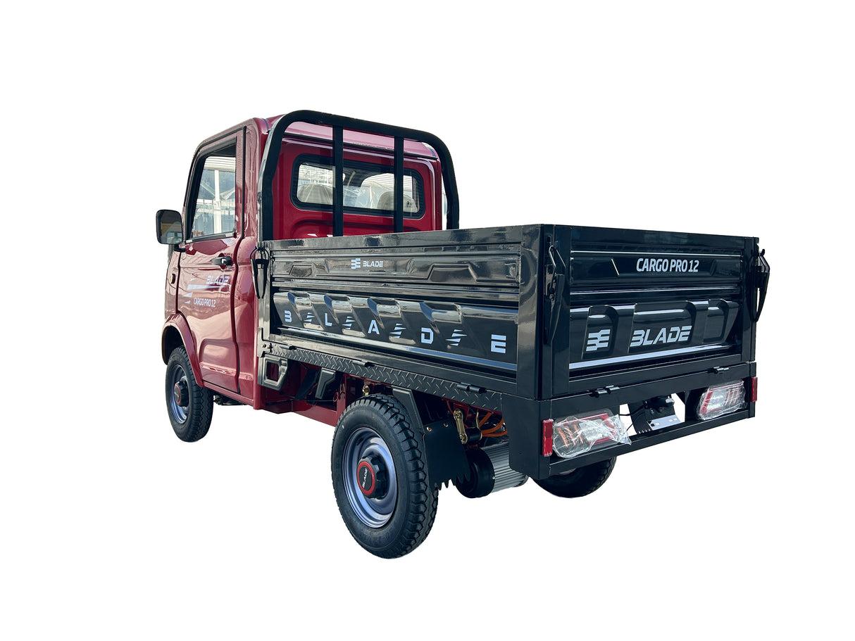Masina Pickup Cargo electric fara permis BLADE - CARGO PRO 12, 3000W, 25 km/h, 72V 100Ah, 800 kg sarcina, autonomie 100 km, rosu-negru