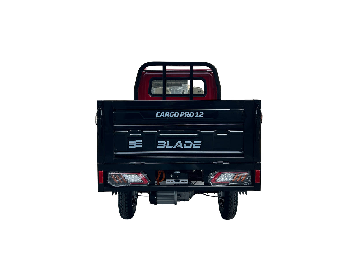 Masina Pickup Cargo electric fara permis BLADE - CARGO PRO 12, 3000W, 25 km/h, 72V 100Ah, 800 kg sarcina, autonomie 100 km, rosu-negru