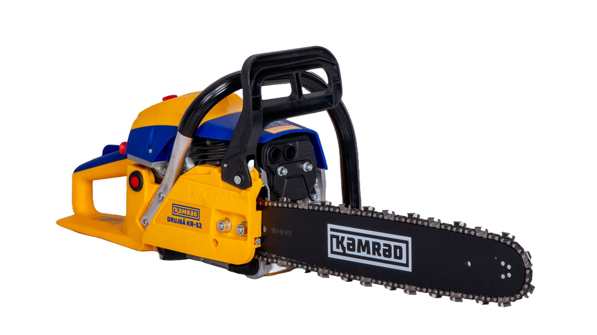 Drujba pe benzina Kamrad KR-52, 5.8 CP, 52CC, 33 dinti, pasul 0.325”, 1,5mm + ulei amestec 0.5L si toporisca Wolfson