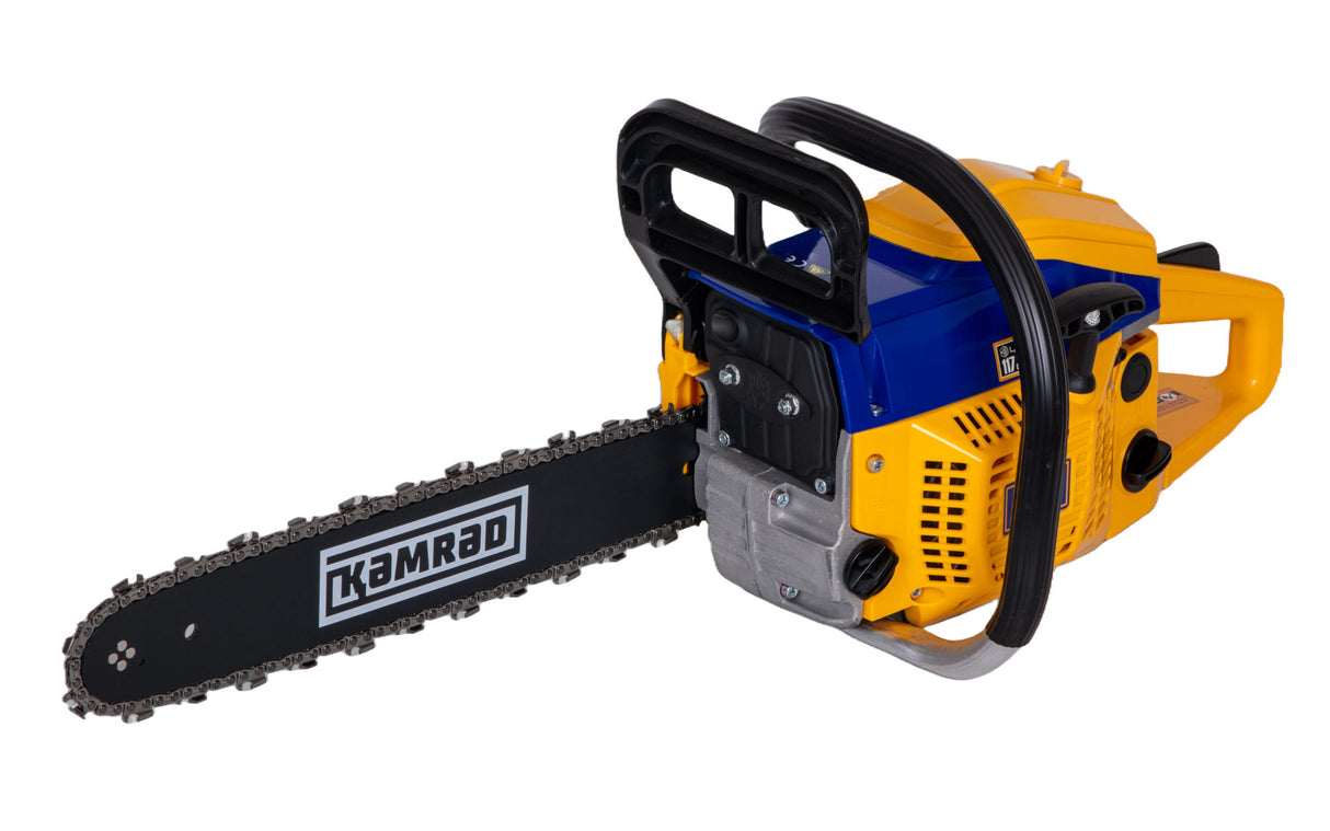 Drujba pe benzina Kamrad KR-52, 5.8CP, 52cc, 2 lame 2 lanturi, toporisca Wolfson