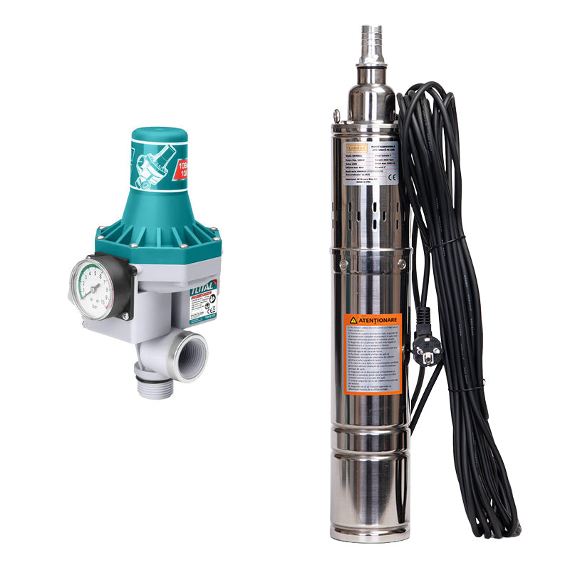 Pompa submersibila apa curata Kamrad PS-1300, 1100W, cablu 15m, 3200L/h, 1 tol, diametru 100mm + presostat Total