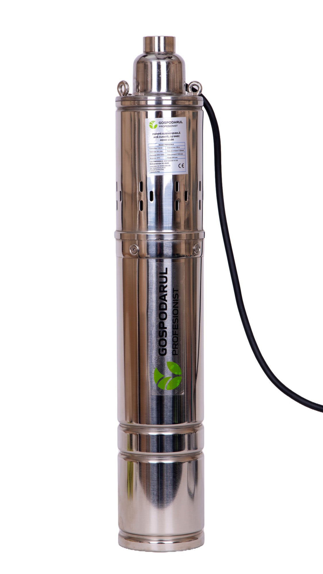 Pompa submersibila pentru apa curata cu snec Gospodarul Profesionist 4QGD 1100W, 1800 l/h, cablu 15m