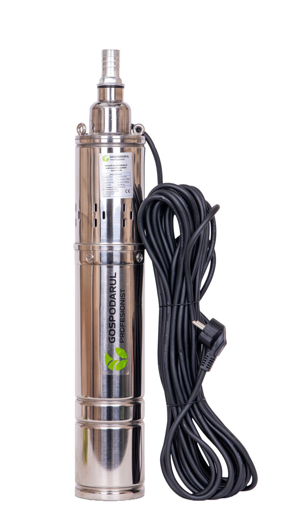 Pompa submersibila pentru apa curata cu snec Gospodarul Profesionist 4QGD 1100W, 1800 l/h, cablu 15m