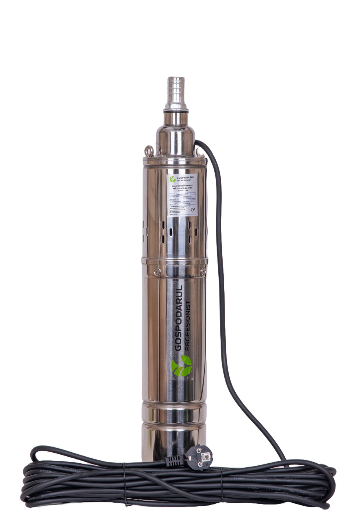 Pompa submersibila pentru apa curata cu snec Gospodarul Profesionist 4QGD 1100W, 1800 l/h, cablu 15m