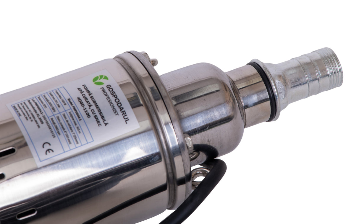 Pompa submersibila pentru apa curata cu snec Gospodarul Profesionist 4QGD 1100W, 1800 l/h, cablu 15m