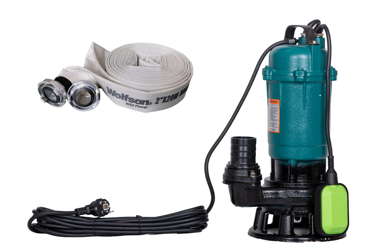 Pompa apa murdara cu tocator Gospodarul Profesionist, 2900W, 10000 l/h + furtun pompieri 2" 20m, cuple incluse