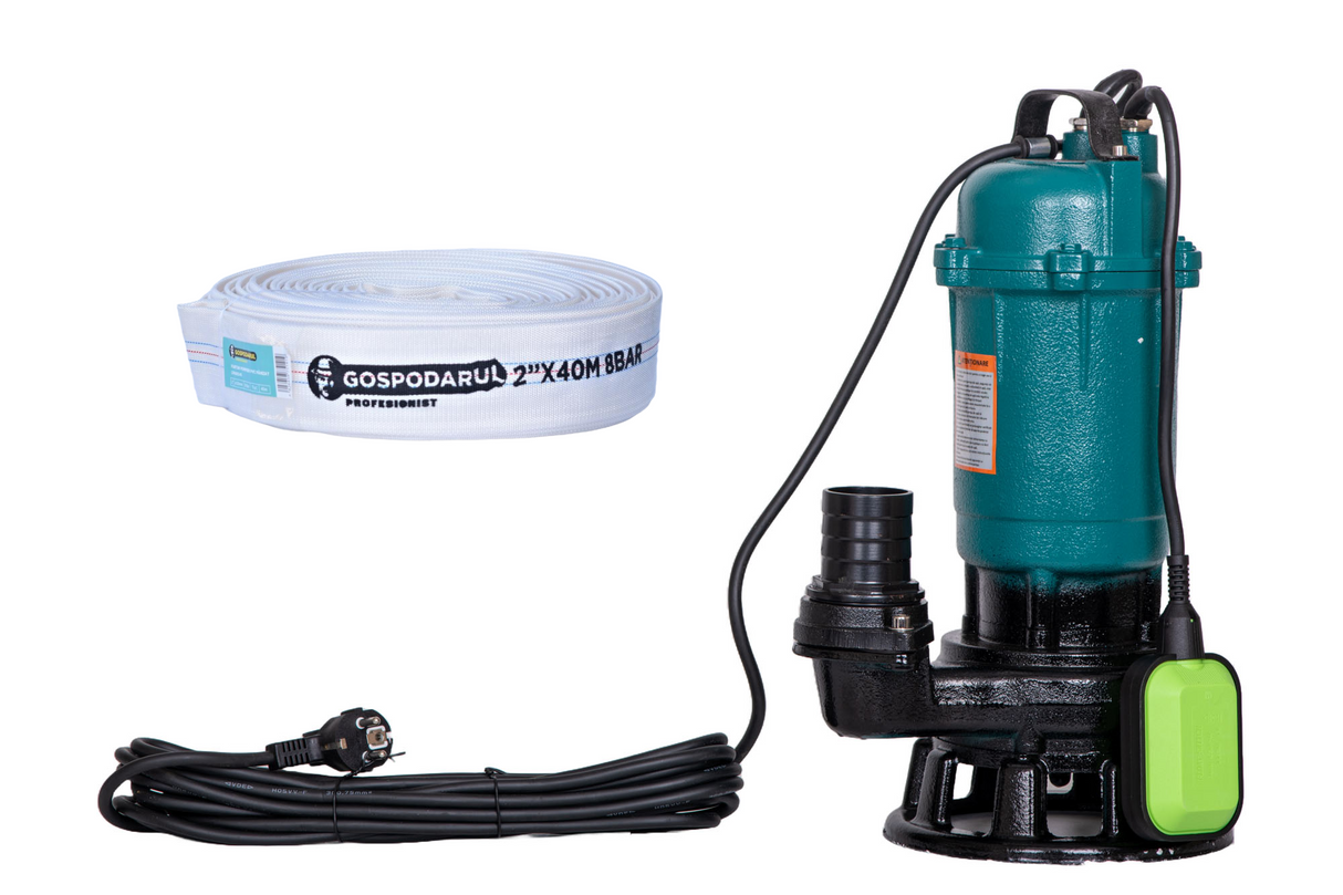 Pompa apa murdara cu tocator Gospodarul Profesionist, 2900W + furtun pompieri 2" 40m