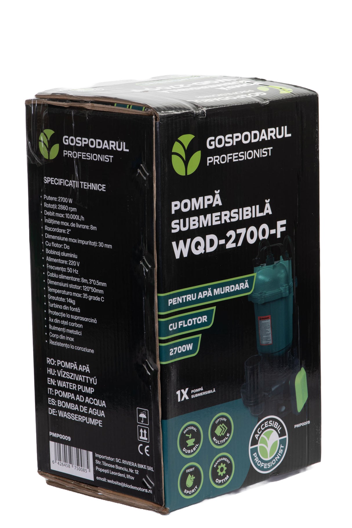 Pompa apa murdara Gospodarul Profesionist WQD-2700-F - 2700W + furtun 20m, 2"