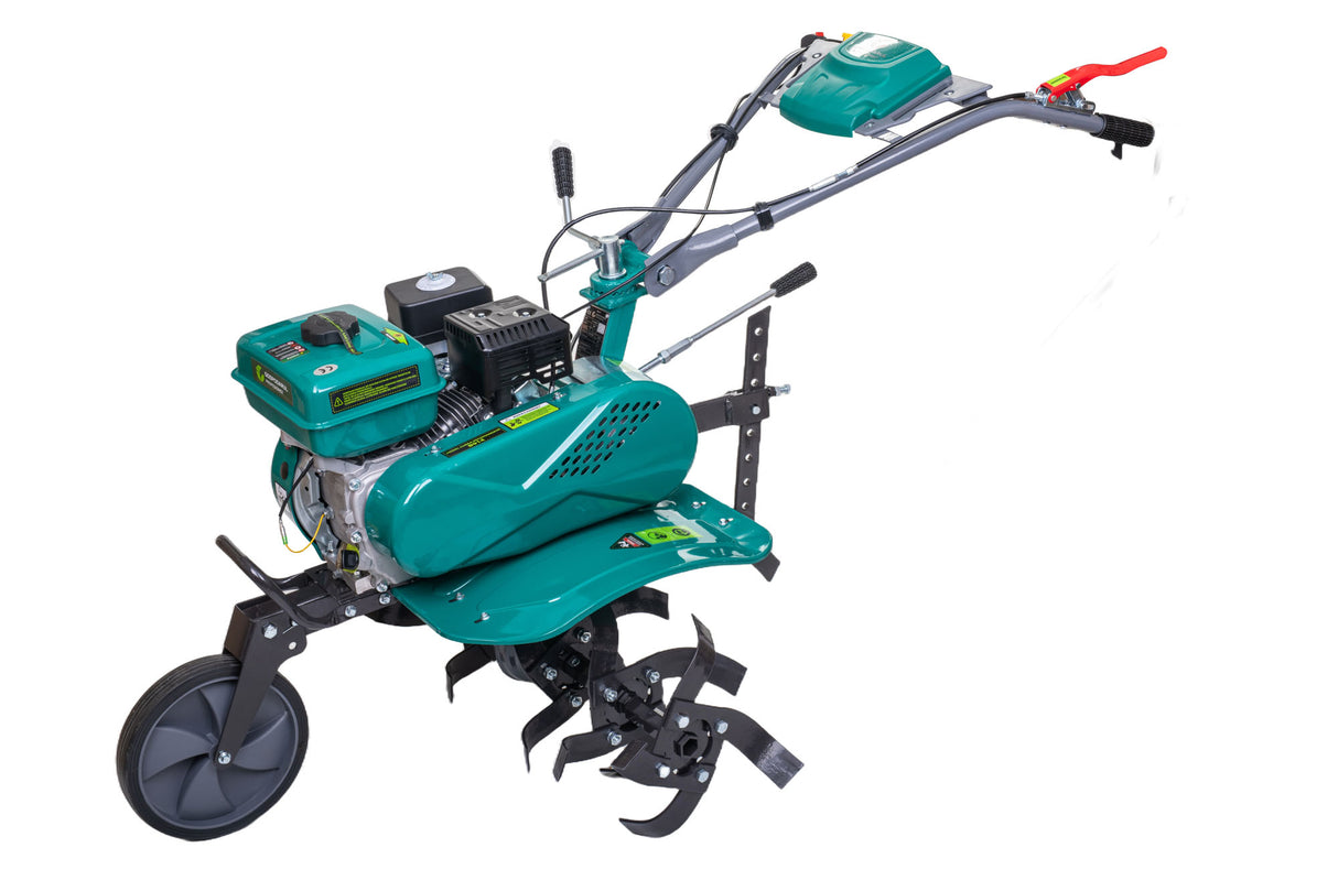 Motosapa pe benzina Gospodarul Profesionist GP-800, 8CP, latime de lucru 60-80 cm, roti de transport 4.00-8, plug, rarita si freze pentru sapat