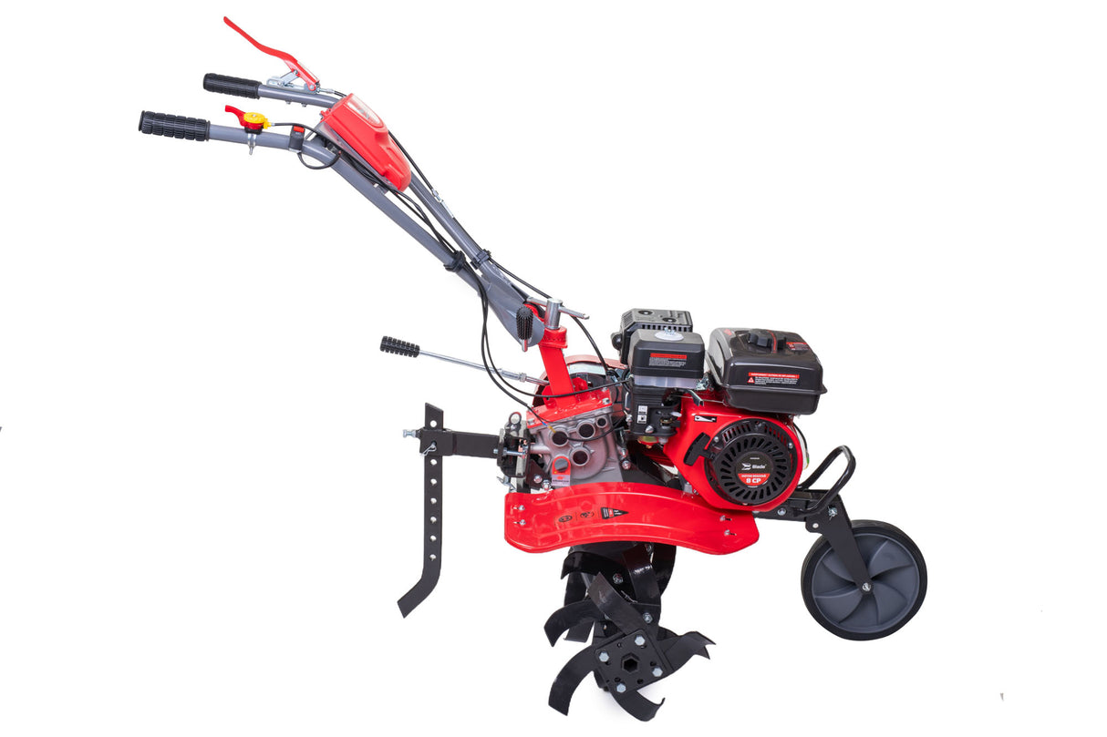 Motosapa pe benzina Blade 800PRO, 8CP, latime de lucru 60-80 cm, roti de transport 4.00-8, plug, rarita si freze pentru sapat