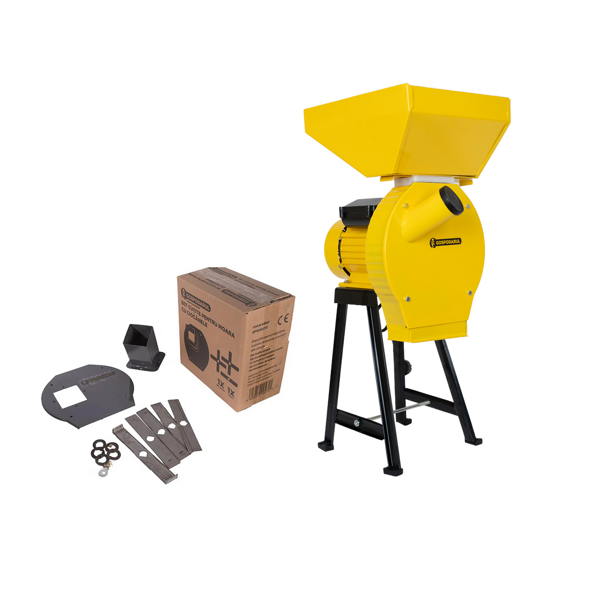 Moara cu suport pentru cereale si stiuleti de porumb GP-MCR1S - 3900W, 320 kg/h + accesoriu furaje