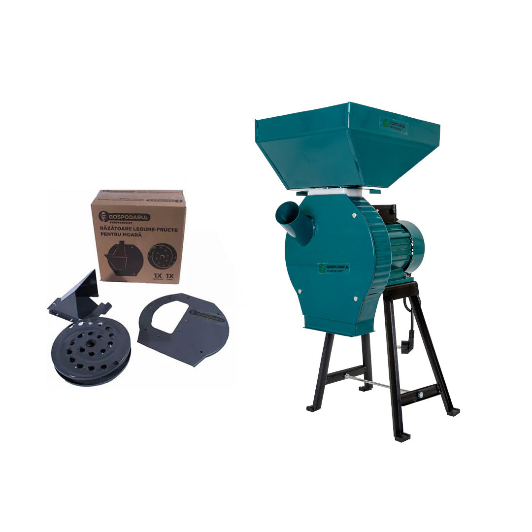 Moara cu suport pentru cereale si stiuleti de porumb GP-MCR1S - 3900W, 320 kg/h + accesoriu fructe si legume