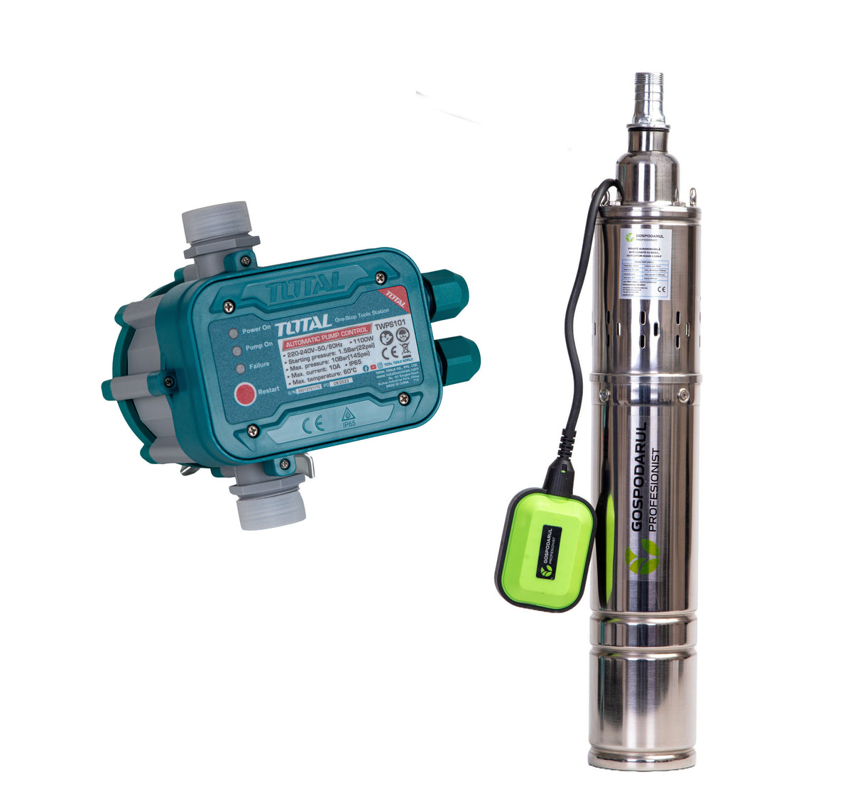 Pompa submersibila apa curata Gospodarul Profesionist, 1100W, cu snec si flotor 4QGD-1100-F + Presostat