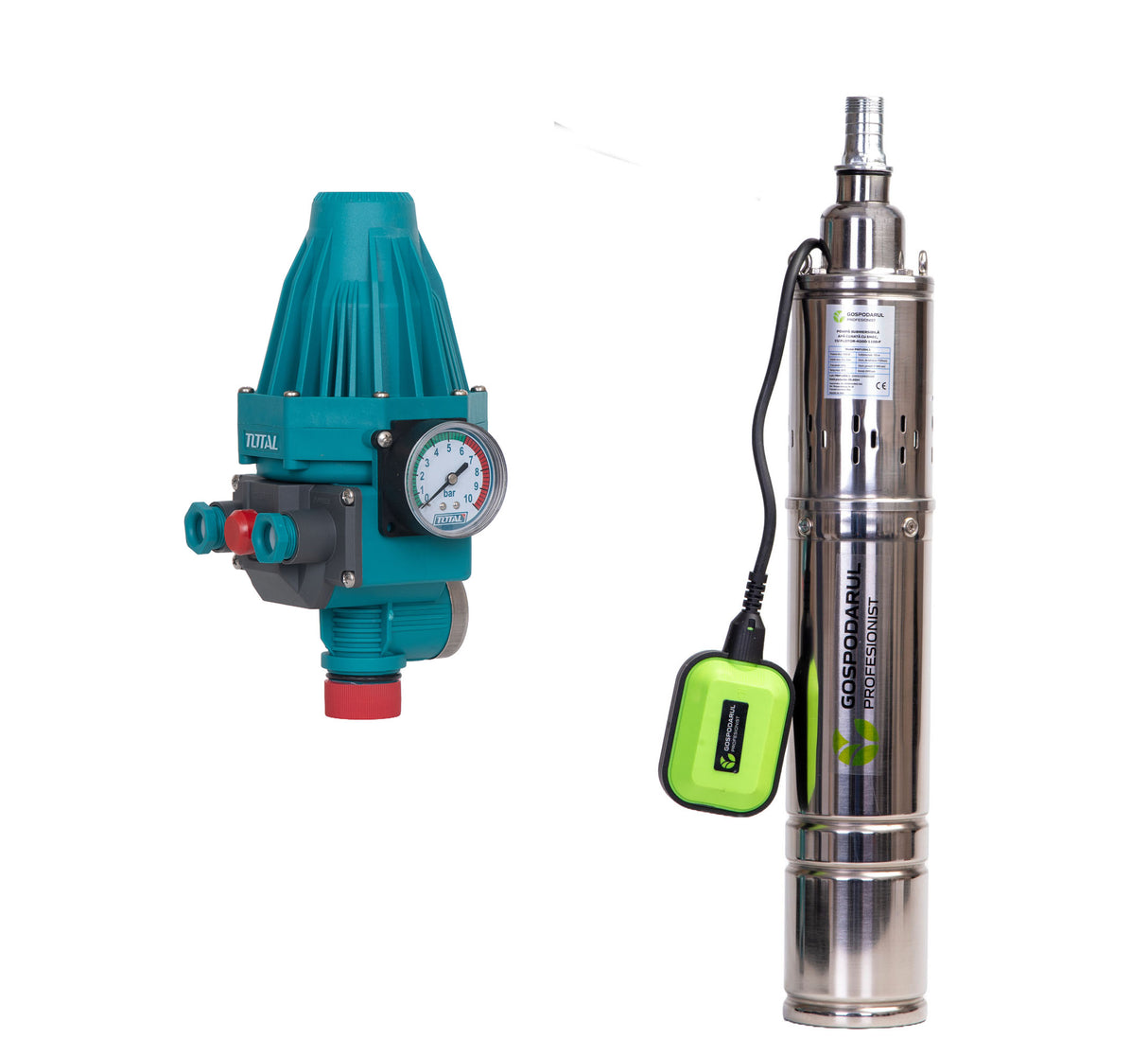 Pompa submersibila apa curata Gospodarul Profesionist, 1100W, cu snec si flotor 4QGD-1100-F + presostat Total