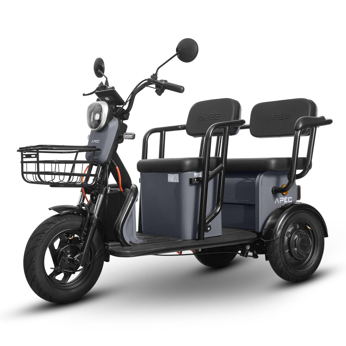 Triciclu electric Voltarom APM5, 60V, 20 AH, 1000W, fara permis, viteza maxima 25 km/h, Gri, autonomie pana la 40km