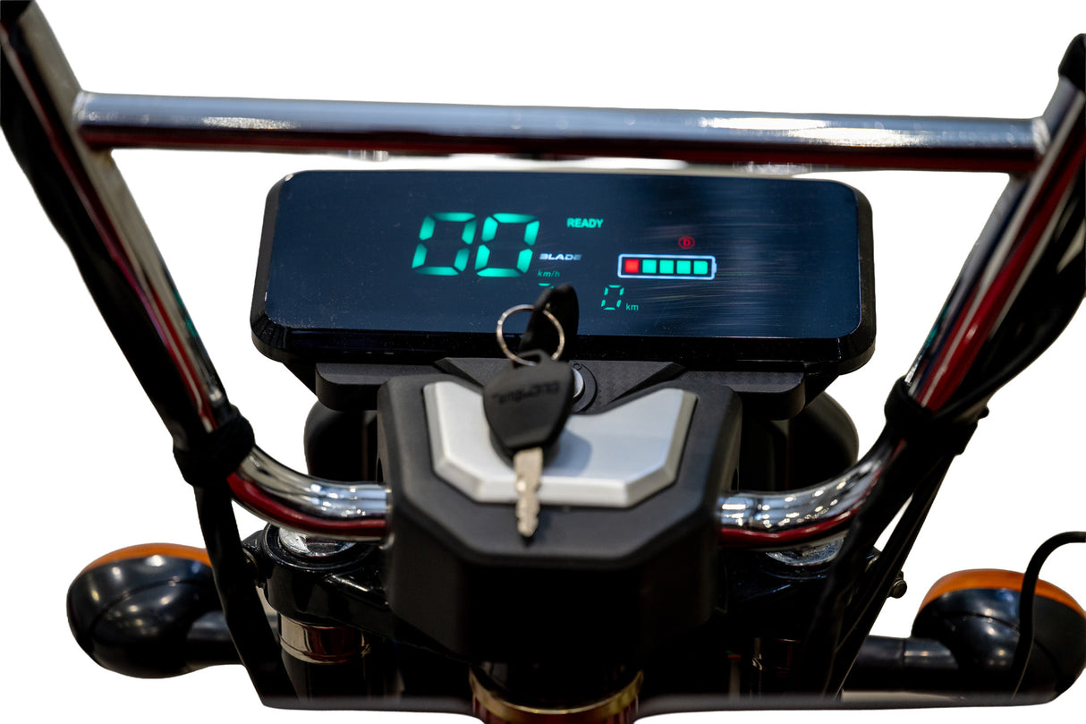 Triciclu Cargo electric BLADE Sprint 3.0 - 2000W, 25 km/h, autonomie pana la 70 km, baterie plumb-acid 72V 45Ah, capacitate maxima 600 kg, fara permis, culoare rosu