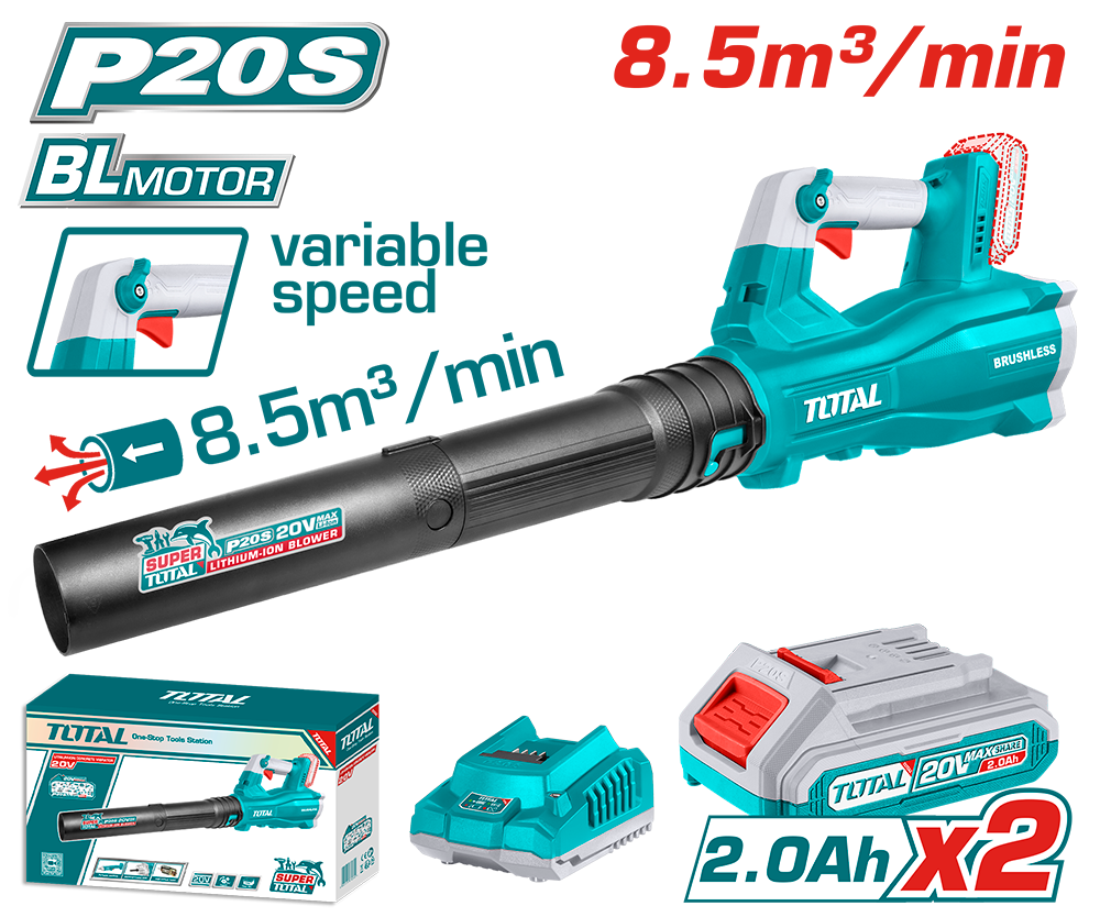 Suflanta cu acumulator TOTAL 20V – 8.5m³/min, include 2 acumulatori si incarcator