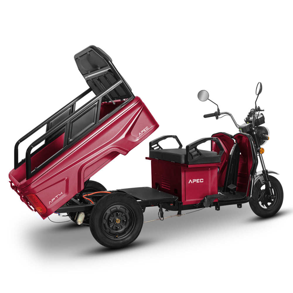 Triciclu electric 1000 W, Voltarom APT4 Fara permis, 60V, 20Ah, 25 Km/h, Rosu, Autonomie 41Km