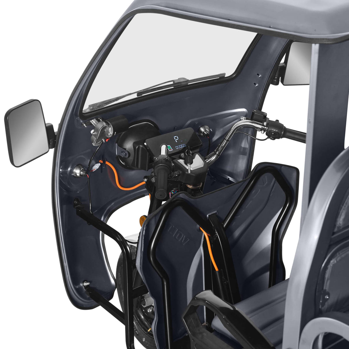 Voltarom Hercules, motor 3900W, 72V, 45 AH, viteza maxima 25 km pe ora, pana la 50km autonomie, Fara Permis, Triciclu Electric Tuk Tuk cu cabina, Gri