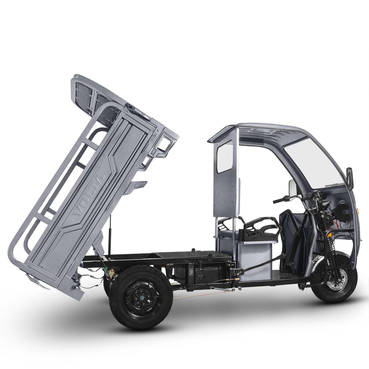 Voltarom Hercules, motor 3900W, 72V, 45 AH, viteza maxima 25 km pe ora, pana la 50km autonomie, Fara Permis, Triciclu Electric Tuk Tuk cu cabina, Gri