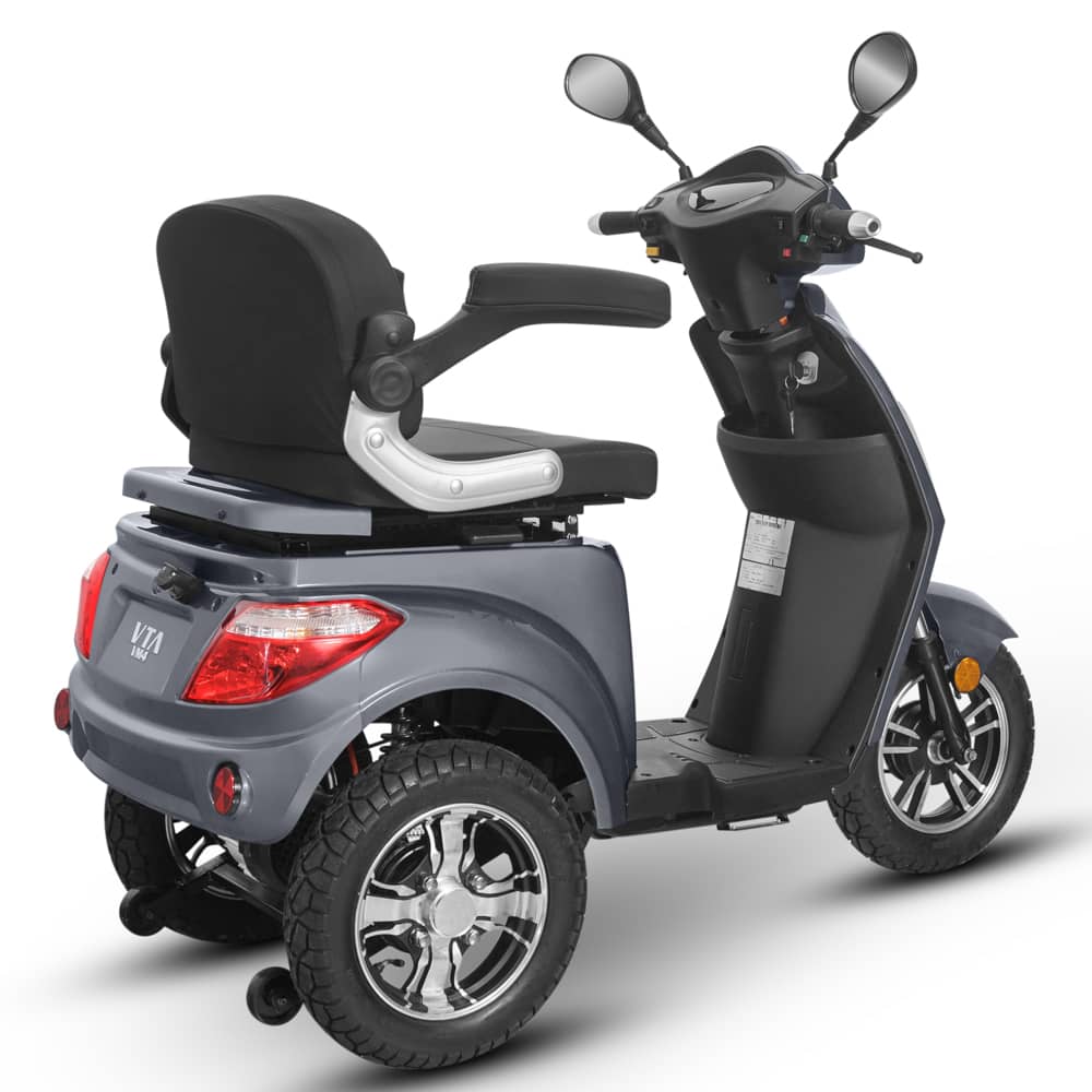 Triciclu electric 1000W, Voltarom VM4 Fara permis, 60V, 20Ah, viteza maxima 25 Km pe ora, Gri, Autonomie 50Km