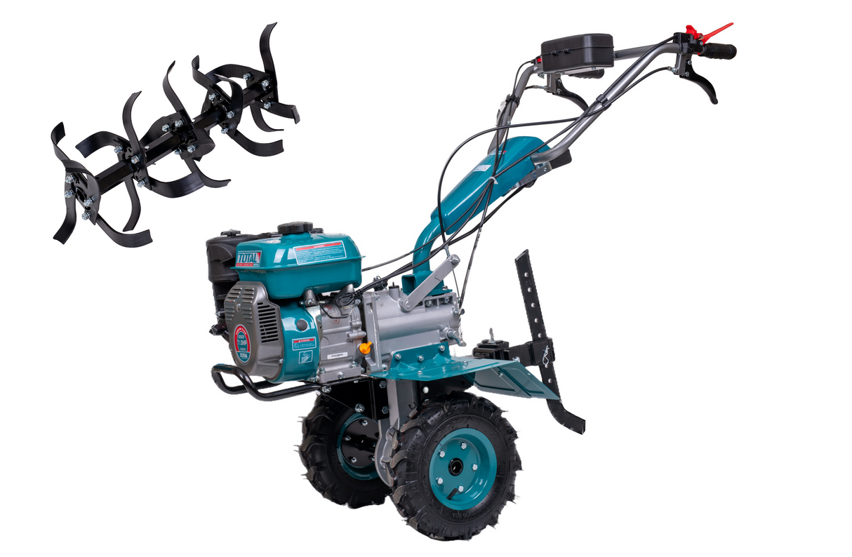 Motocultor pe benzina TOTAL, 7.0 CP, latime de lucru 1200 mm, cu freze si roti de transport