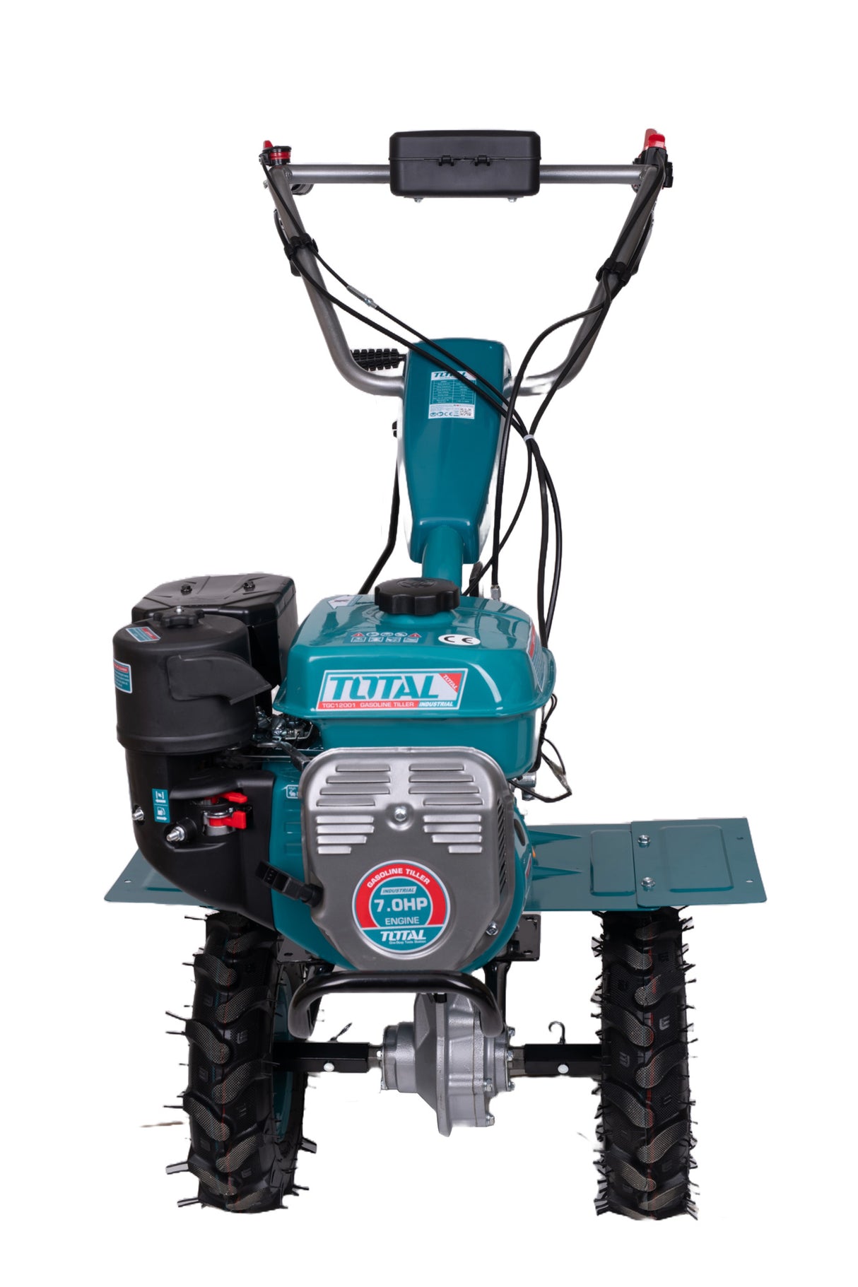 Motocultor pe benzina TOTAL, 7.0 CP, latime de lucru 1200 mm, cu freze si roti de transport
