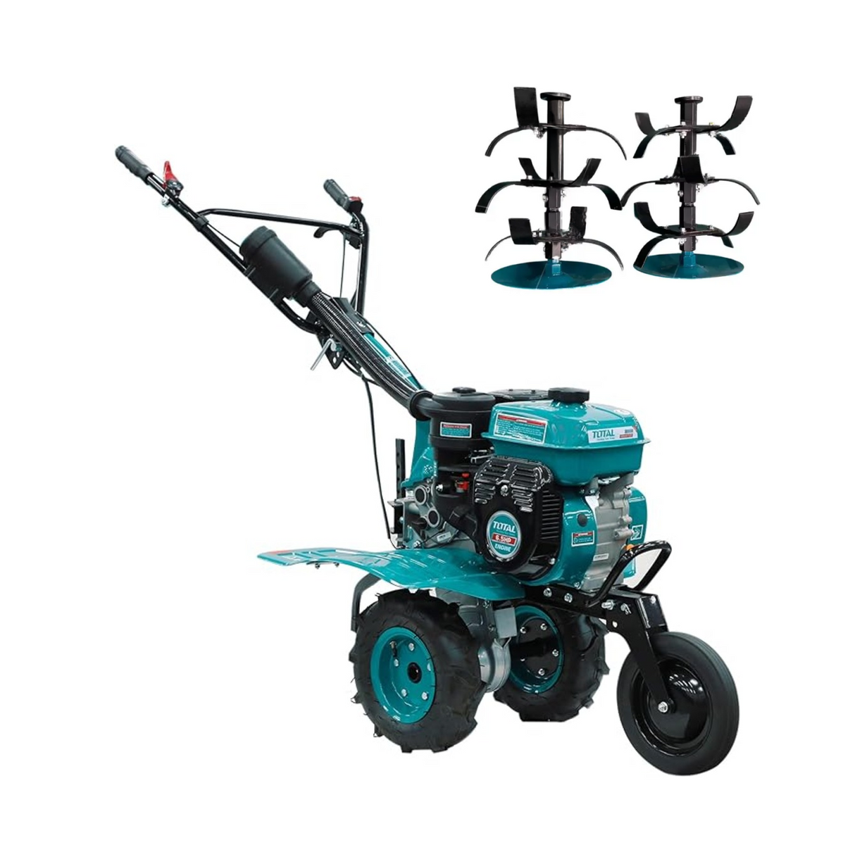Motocultor pe benzina Total, 4.8kW (6.5CP), latime de lucru 90 cm, roti de transport si freze