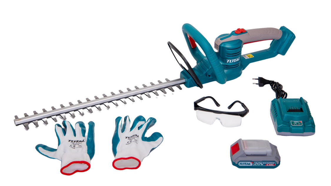Trimmer pentru tuns gardul viu pe acumulatori TOTAL, 1400 rpm, lungimea lamei 450 mm, LI-ION, 20V (INCLUDE ACUMULATOR SI INCARCATOR)