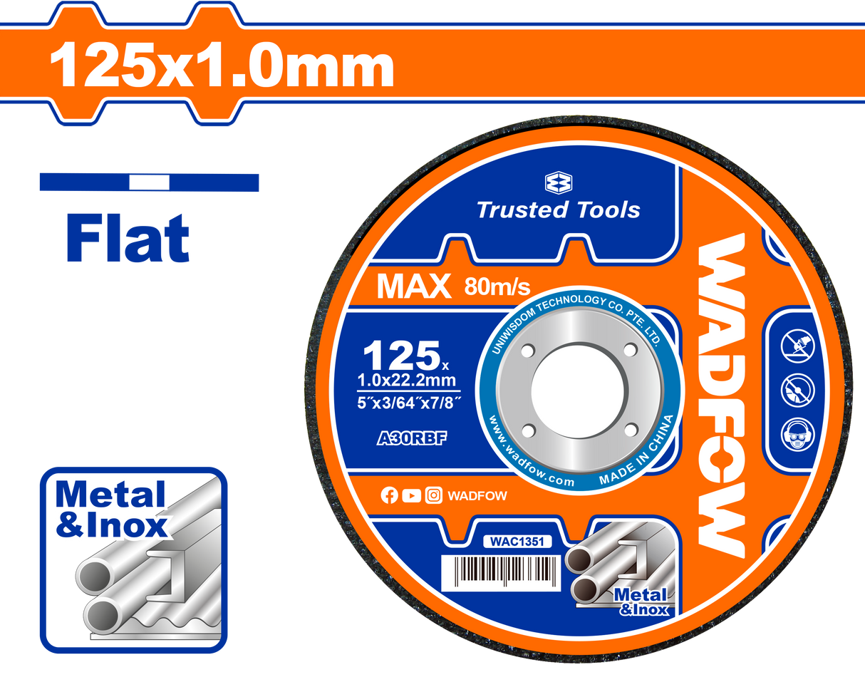 Disc debitare pentru metal si inox Wadfow, diametru 5”/125mm