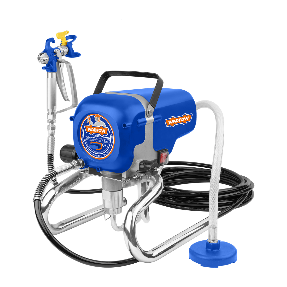 Pistol de vopsit si zugravit fara aer WADFOW 1200W, airless, debit 1600 ml/min